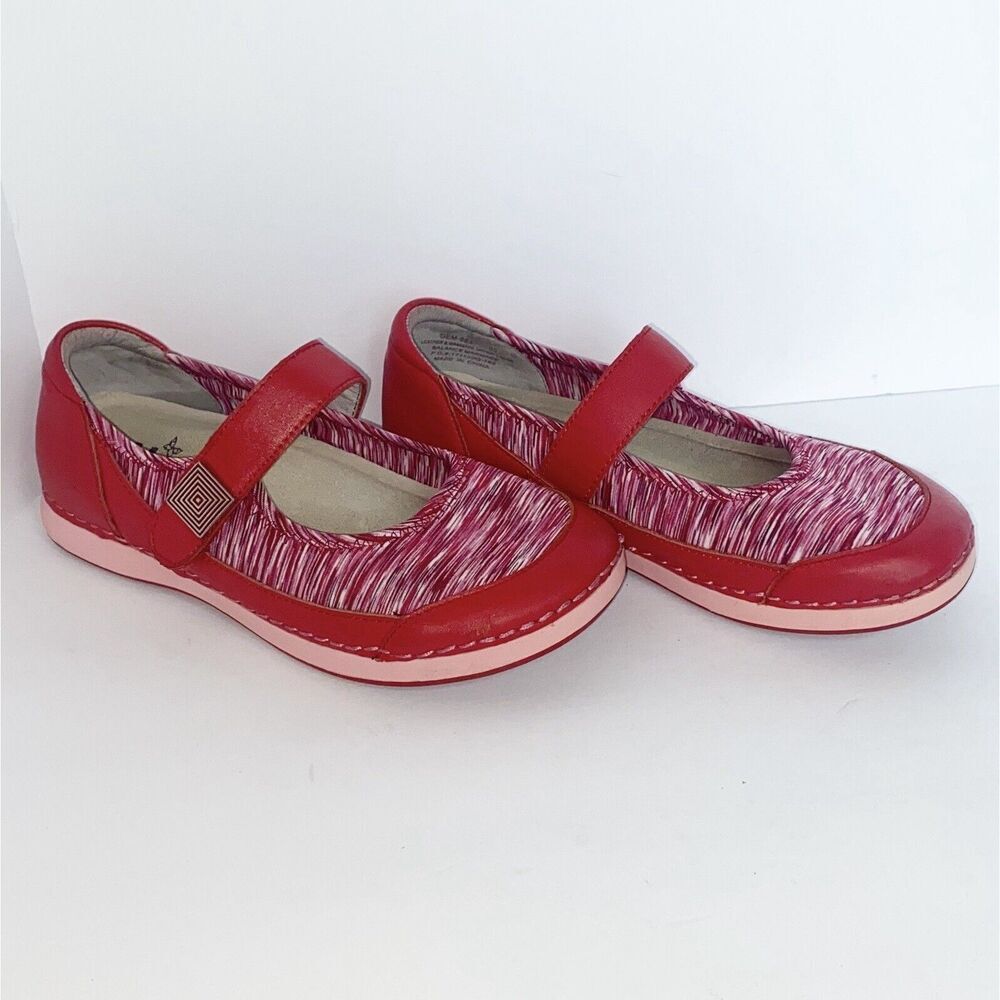 Alegria Shoes Red Mary Jane Slip On Sneaker Stretch Comfort Cushion Y2K 35/5-5.5 - Picture 1 of 15